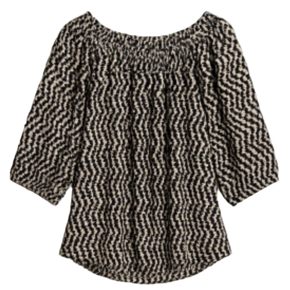 Free People Black and White Blouse with Chic Pattern xs